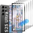 2 x [4 Packs] Tempered Glass for Samsung Galaxy S25 Ultra 6.9 Inch, 9H Clear, Fingerprint Unlock, Scratch Proof, No Bubble, Easy Installation Frame for Galaxy S25 Ultra Screen Protector