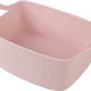 OIAHOMY Woven Basket, Gift Basket Empty with Gift Bags and Ribbons, Rope Baskets for Baby Showers, Storage Baskets with Handles for Nursery, Pet Toy Organizer - Mixed Pink