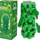 Wooden Blocks Stacking Game, St. Patrick's Day Lucky Shamrock Blocks Stacking Game Green Shamrock Wood Blocks Tumbling Stacking Tower Game for Family Gathering Party(Irish Style)