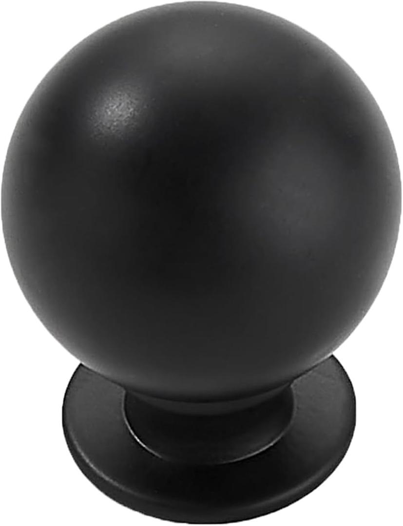 Khtmeware 10 Pack 1-1/4 Inch Soild Matte Black Cabinet Knobs Large Heavy Duty Ball Kitchen Cabinet Hardware Drawer Knobs Pulls for Drawers