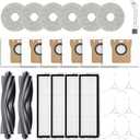 24Pcs Replacement Parts Compatible with Dreame L10s Ultra/L10 Ultra Vacuum Accessories, 2 Main Brush, 4 HEPA Filters, 6 Mop Pads, 6 Dust Bags, 6 Side Brushes [Not for L10s Pro Ultra Heat]