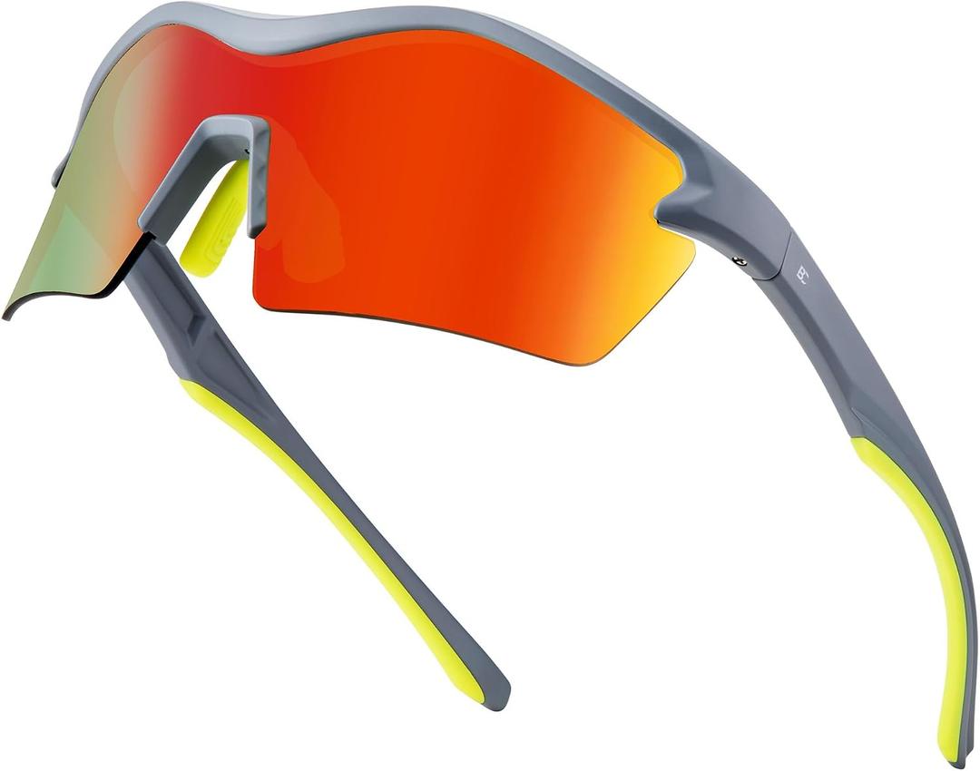 BIRCEN Mens Polarized Sunglasses for Sports: TR90 Lightweight Sun Glasses Wrap Around Shades for Fishing Driving Cycling