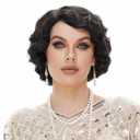 1920s 1930s Finger Wave Wig Women Black Vintage Flapper Wig Great Gatsby Accessories Set, Flapper Costume Accessories Roaring 20s Accessories for Women Flapper Headpiece