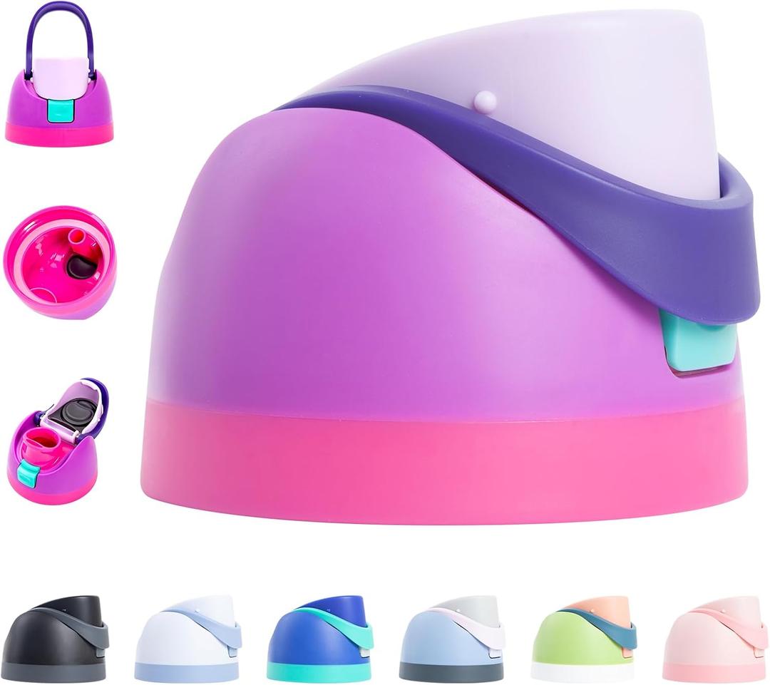 Premium Replacement Lid for Owala FreeSip, One Button Leakproof Top, Fits 16-40oz (16/24/32/40oz) Bottles, BPA-Free Durable Hinge Pink Purple