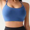 Ama Larsi Sports Bras for Women Spaghetti Thin Strap | Low Impact, U Back, Wireless, Padded Yoga Workout Crop Top (Blue) 8
