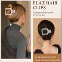 AWAYTR Flat Hair Clips For Women Lay Flat Claw Clip for Hair 4Pcs Large Square Hair Claw Clips (Pink+Blue+Green+Light Yellow)