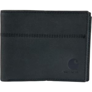 Carhartt Men's Casual Saddle Leather Wallets, Available in Multiple Styles and Colors (Black (Bifold))