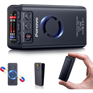 128GB Magnetic Digital Voice Recorder, 45 Days Continuous Recording, Voice Activated Audio Recorder with Password, Clip, Metal Housing, 2159 Professional Noise Reduction for Meetings Lectures