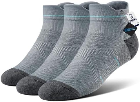 BRISIRA Coolmax Bamboo Viscose Women Compression Running Ankle Socks No Show Athletic Wicking Thick Cushioned Arch Support, L