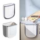 Soddeph Collapsible Hanging Can for Kitchen Cabinet Door, 9L Plastic Foldable Waste Bin, 2.4 Gallon Small Wall Mounted Garbage Bin for Kitchen, Bathroom, Bedroom Countertop (Gray)