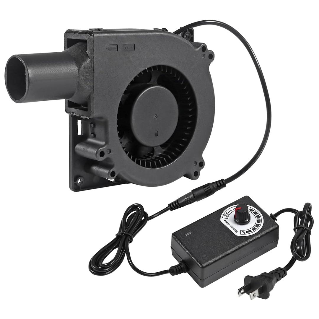 BBQ Fan 120mm, 12V AC Squirrel Cage Fan with Speed Controller, BBQ Air Mover Blower for Outdoor Barbecues, Camping Cooking, Wood Stove, Charcoal Starter