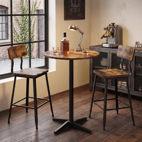 CHOEZON Round Bar Table, Pub Table with Windmill Base | 21.6" Round Table Bar, Bistro Table, Cocktail Table for Kitchen, Cafe, Bistro, Dining Room, Rustic Brown and Black TBT04BFC1