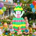 Easter Inflatables Outdoor Decorations 6FT Bunny Blow Up Pop Up and Down Out of Egg Rabbit Inflatable with Bulit-in Led Lights Yard Lawn Party Spring Home Dcor