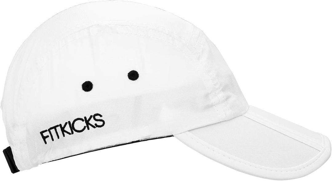FITKICKS Folding Cap, Comfortable and Adjustable Ball Cap, UPF 50+ Sun Cap for Men and Women (One Size, White)