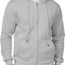Men's Full Zip Hoodie Casual Long Sleeve Hooded Sweatshirt Fleece Drawstring Zip Up Jacket with Pockets (Large, Light Grey)