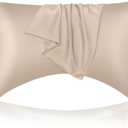 Cooling Curved Queen Pillow Case for Sider Sleeper Breathable Cool Silky Soft Pillow Cover with Zipper for Hot Sleepers,Hair and Skin Friendly,Taupe,1 Pack,20x30IN