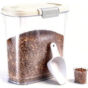Airtight Dog Food Storage Container 10 Lbs - Slim Tall Pet Cat Food Treat Container with Lid, Scoop and Cup - Clear Plastic Dry Food Storage Bin for Dogs, Cats, Bird Seeds, Kibble, Pellets