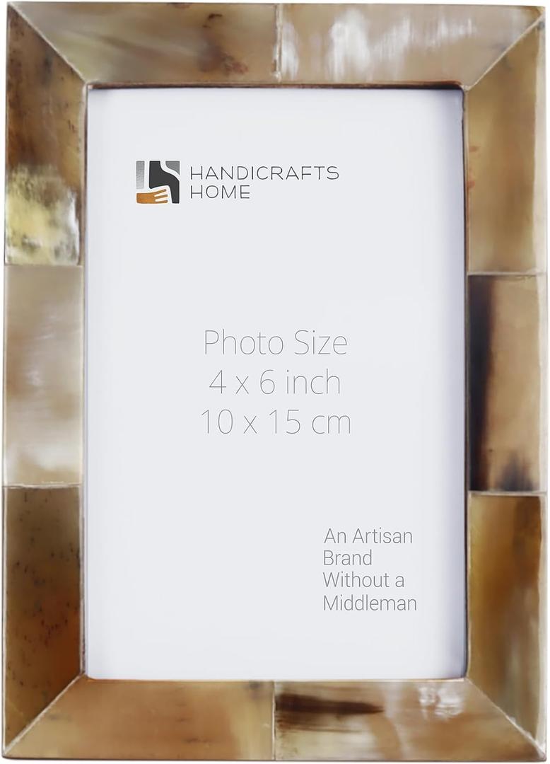 Handicrafts Home Vintage Picture Frame, 4x6 Handmade Real Horn Photo Frame for Home Decor, Vintage Decor, Rustic Farmhouse Decor, Gallery Wall, Desk Decor & Holiday Gifting, Wall & table top Decor, Essence collection