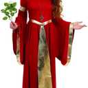 fun shack Renaissance Dress Women, Medieval Costume for Renaissance Faire, Elegant Historical Dress for Events (Small, Red)