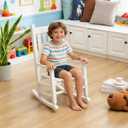 Kids Rocking Chair for Toddler and Children Comfy Recliner Wooden Rocker for Baby Girls Outdoor Lounge Child for Age 6-10 Indoor Anti-Tip Design Safe & Sturdy White, 6-10 years old