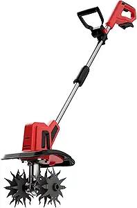 MaxMore Cordless Tiller Cultivator Compatible with Milwaukee 18V Battery (Tool Only), Electric Garden Rototiller with 48 Steel Tines, 8.7" Tilling Width, 6.3" Depth for Gardening, Soil Turning