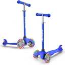 3-Wheel Kick Scooter for Kids Ages 3-8 Lean-to-Steer Toddler Scooter with Extra Wide Light Up Wheels, 4 Adjustable Heights, Foldable Scooters for Boys & Girls, Max Weight 110lbs