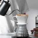 DOWAN Pour Over Coffee Maker, Non-Electric Pour Over Coffee Dripper, Manual Brew Maker, Single Cups Porcelain Slow Brewing Accessories for Gifts,White