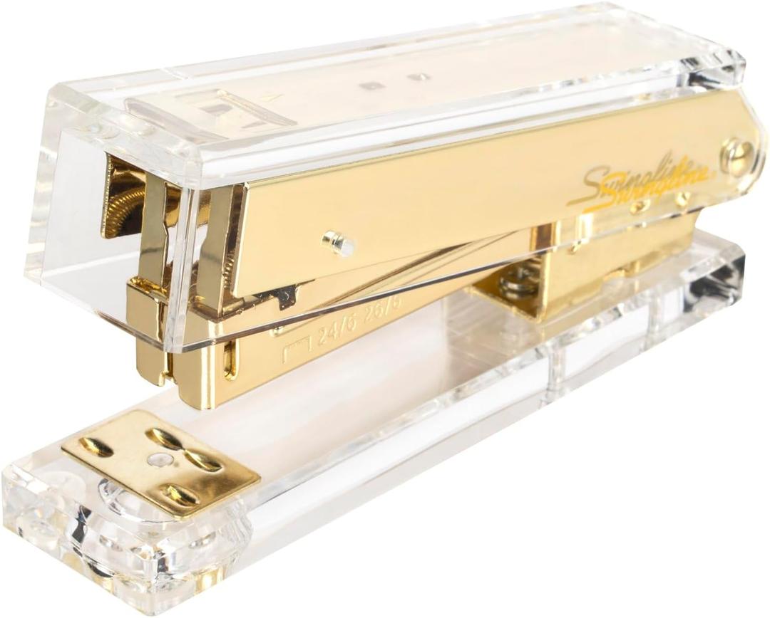 Swingline Compact Clear Acrylic Gold Stapler, 20 Sheet Capacity, Half Strip, Transparent Desk Stapler (S700000A)
