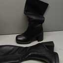 Soda Sonia ~ Women Knee High Chunky Block Heel Platform Boots (Black Pu, 9)