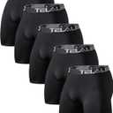 TELALEO 6 or 5 Pack Compression Shorts for Men Spandex Sport Shorts Athletic Workout Running Performance Baselayer Underwear (Black), Large