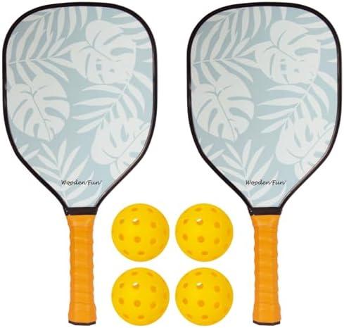 Pickleball Paddles Set of 2, USAPA Approved Pickleball Set with 4 Pickleball Balls, Gifts for Men Women Beginners, Blue