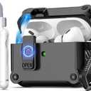 R-fun for AirPods Pro 2 Case Cover with Lock & Cleaning Kit, Keychain, Magnetic Lid, Compatible with AirPods Pro 2nd/1st Generation Protective Case, Support Wireless Charging, Black