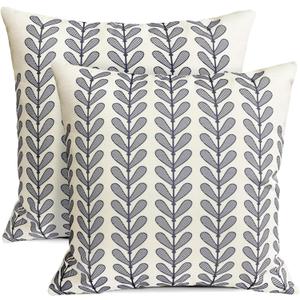 Decorative Throw Pillow Covers Set of 2 Blue Pillow Covers 18x18 Inch Throw Pillow Cover Linen Pillowcase Modern Boho Farmhouse Outdoor Pillow Covers for Couch Sofa Bed Living Room