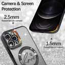 ZIYE Magnetic Case Designed for iPhone 12 Pro Glitter Case Luxury Plating Love Heart Compatible with MagSafe Clear Case with Camera Protector Protection Shockproof Cover for Women Girls-Black