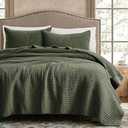WDCOZY Smooth Green Blanket King Quilt Set WDCOZY