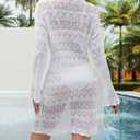 CiCiBird Women Swimsuit Crochet Cover Up Swim Bathing Suit Swimwear Summer Bikini Beach Dress (White, M)