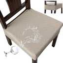 Genina Waterproof Seat Covers for Chairs Seat Covers for Dining Room Chair Slipcovers Kitchen Chair Covers Dining Chair Covers (6PCS-Rear-covered, Taupe)