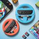 Kinwin 4 Pack Steering Wheels for Nintendo Switch 2 (2025) Joypads, Racing Wheel Controller for Mario Kart World & 8 Deluxe, Ergonomic Design Grip for Joycon 2 Accessories (Black, Orange and Blue)