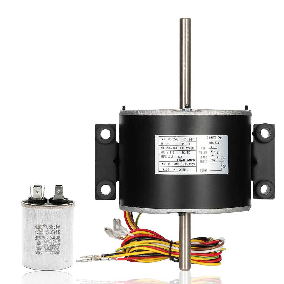 3315332.005, 3315332.005 Fan Motor Replacement genteq F48AF70A61, Dometic Brisk Air II Fan Motor, OEM Replacement for Dometic 3315332.005-1/4 HP, 3-Speed