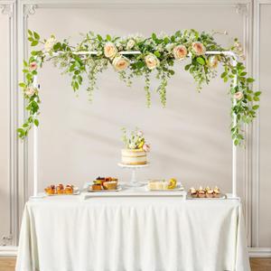 Over The Table Rod Stand with Clamps for Balloons, Flowers, and Decorations  Perfect for Weddings, Parties, and Celebrations  33 to 93 Length, 13 to 55 Height, White