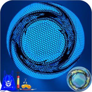 WTOPSBO Soccer Ball Glow in The Dark Blue, Glowing Soccer Ball Size 4/5 for Men Women Night Games, with Pump and Carry Bag