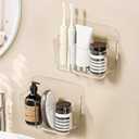 Diesisa 2pc Acrylic Wall Mount Organizer, Adhesive Clear Cabinet Door Organizer,Bathroom Shelves for Wall,No Drilling Hang Walls,with 2 Compartments, for Bathroom, Kitchen, Living Room