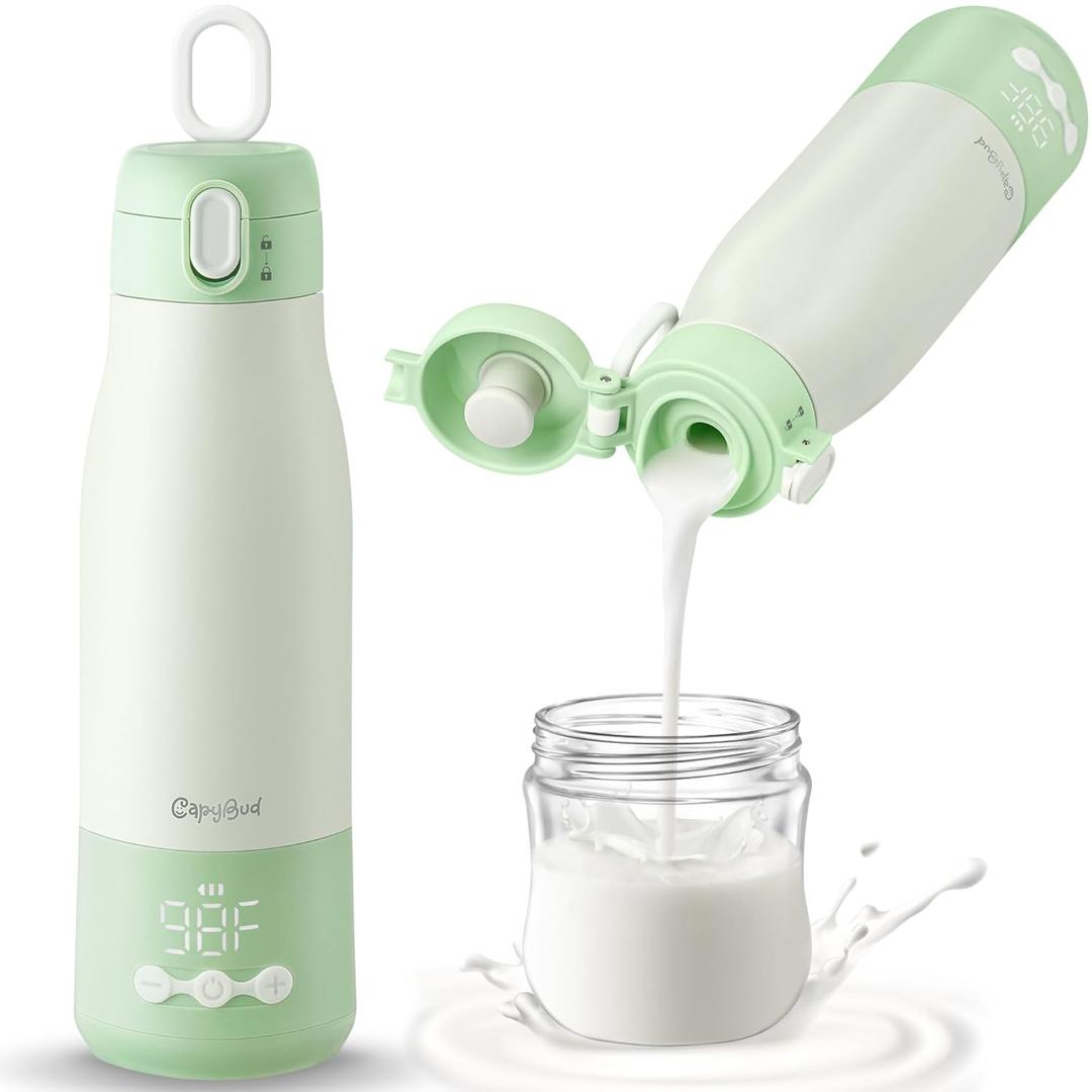 Portable Bottle Warmer for Travel, 3 Min Fast Heating for Breastmilk & Water, 12 Oz Milk Warmer with 5-Level Smart Temp Control, 9000mAh Battery to Meet Your All-Day Needs