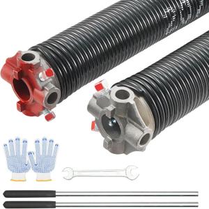 VEVOR Garage Door Torsion Springs, Pair of 0.207 x 2 x 22inch, 16000 Cycles, Garage Door Springs with Non-Slip Winding Bars, Gloves and Mounting Wrench, Electrophoresis Coated for Replacement