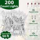 Clear Christmas Lights 50FT 200 Incandescent Bulbs Warm White Mini Lights with White Wire for Christmas Tree, Garland, Thanksgiving, Wedding, Party, Home, Indoor & Outdoor Festival Decoration