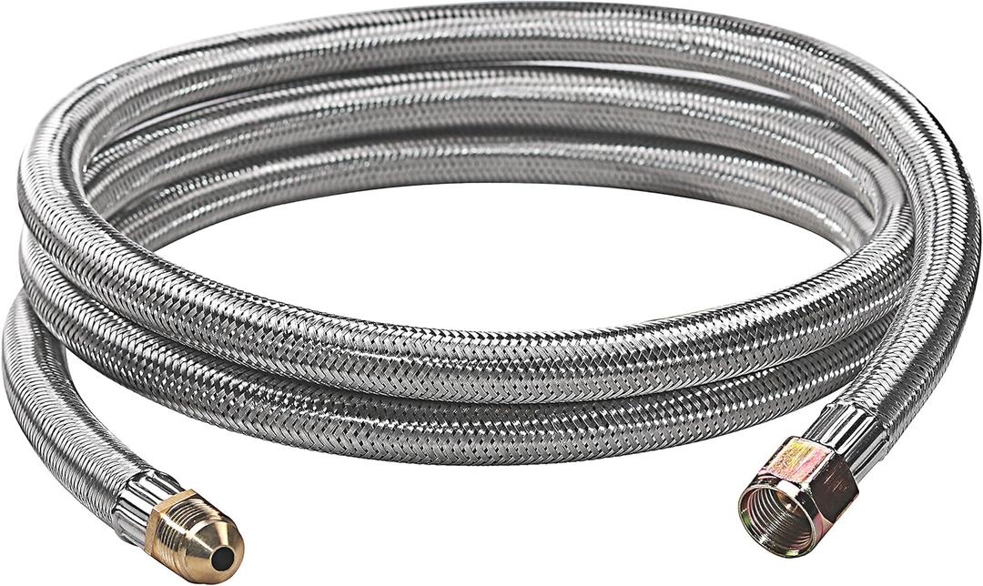 DOZYANT 6 Feet Propane Hose Extension with 3/8 inch Female Flare Fitting x 3/8inch Male Flare, Stainless Braided Propane Gas Line Pipe for RV, BBQ Grill, Propane Tank, Heater and More