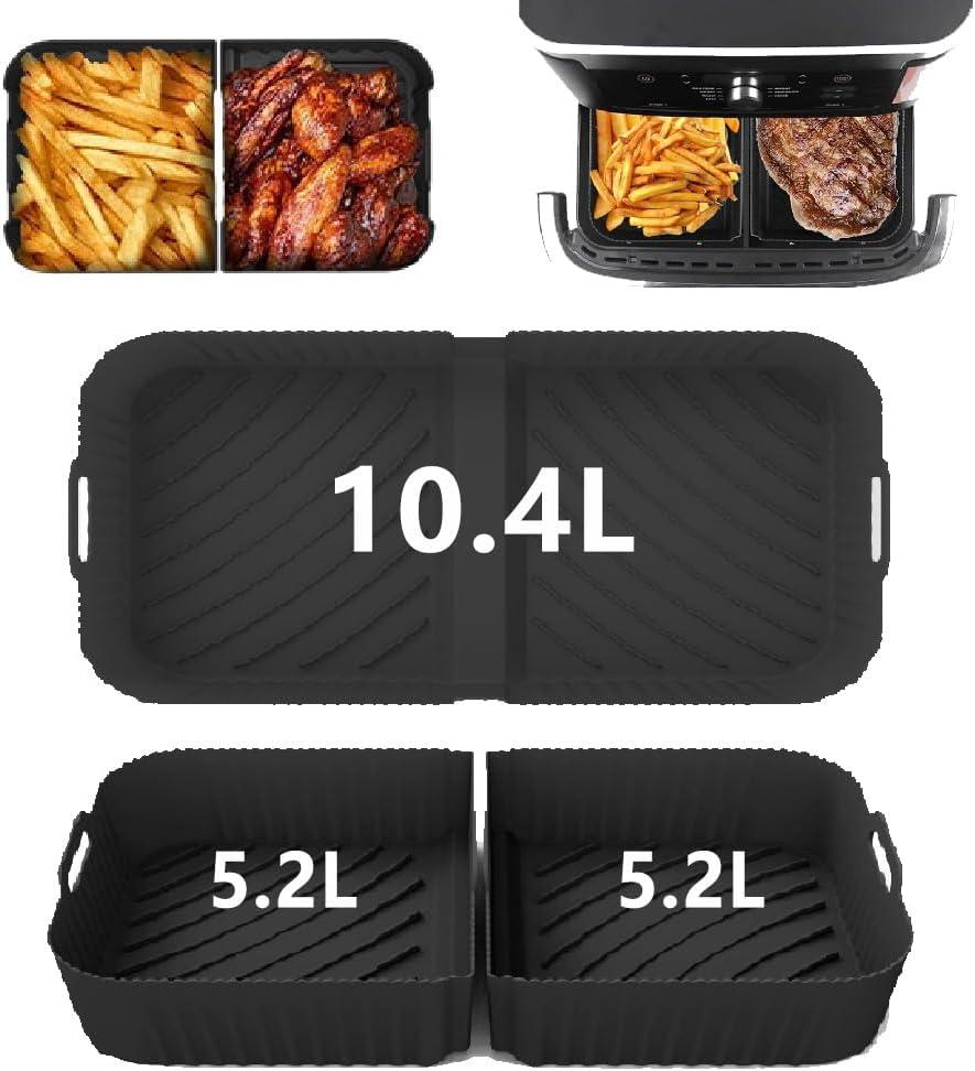 Silicone Air Fryer Liners for Ninja DZ071 7-QT Foodi 6-in-1 Dual Zone Airfryer, Reusable Air Fryer Basket Liners for Ninja DZ071 3.5QT x2 + 7QT x1 Airfryer Accessories