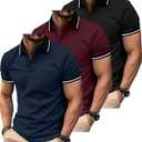 ZITY 3 Pack Men Polo Shirts Short Sleeve with Pocket Sport Wicking Shirts for Men Casual Athletic Collared T-Shirts (XL)