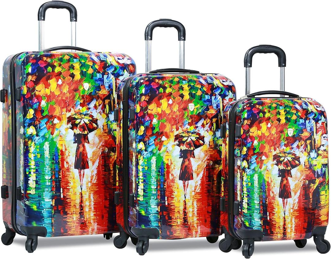 Dejuno 3-Piece Lightweight Hardside Spinner Upright Luggage Set, Multicolor, One Size