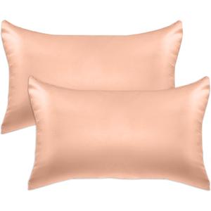 Elegant Comfort 2-Pack Cooling Viscose Satin Pillowcase Set with Hidden Zipper Closure, Silky Smooth for Best Hair and Skin Care-Beautiful Gift Box-2-Piece Satin Pillowcase Set, King, Dusty Rose